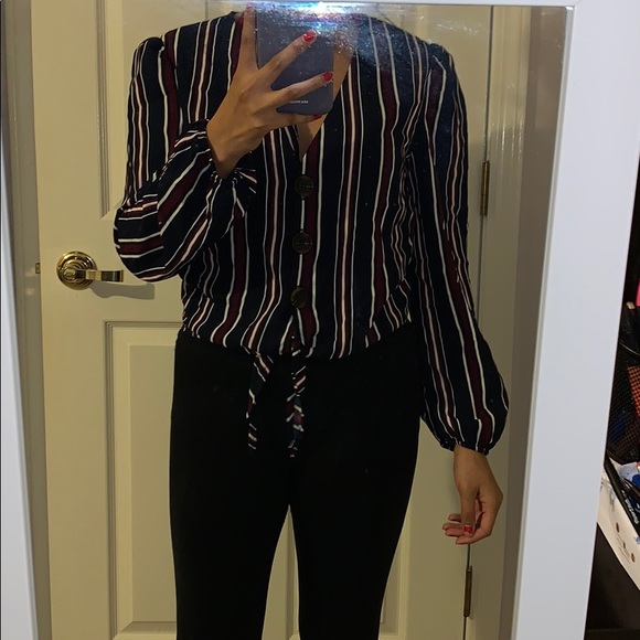 Striped Long Sleeve Blouse - Picture 3 of 4